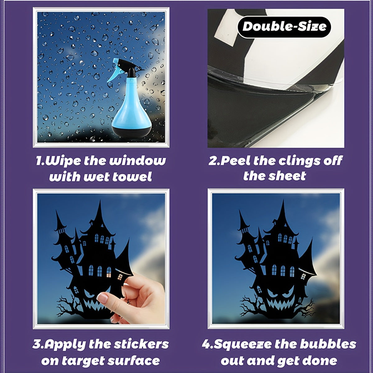 10-Pack Halloween Window Stickers – Reusable Double-Sided Pumpkin Decals – Static Cling for Living Room, Kitchen, Bathroom Party Décor