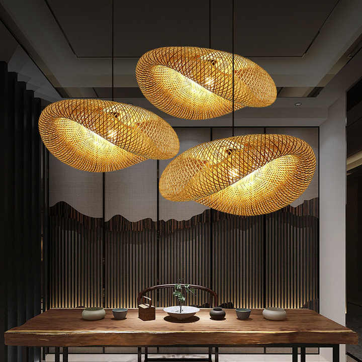 Liora — Handcrafted Bamboo Pendant Light with Rattan Shade