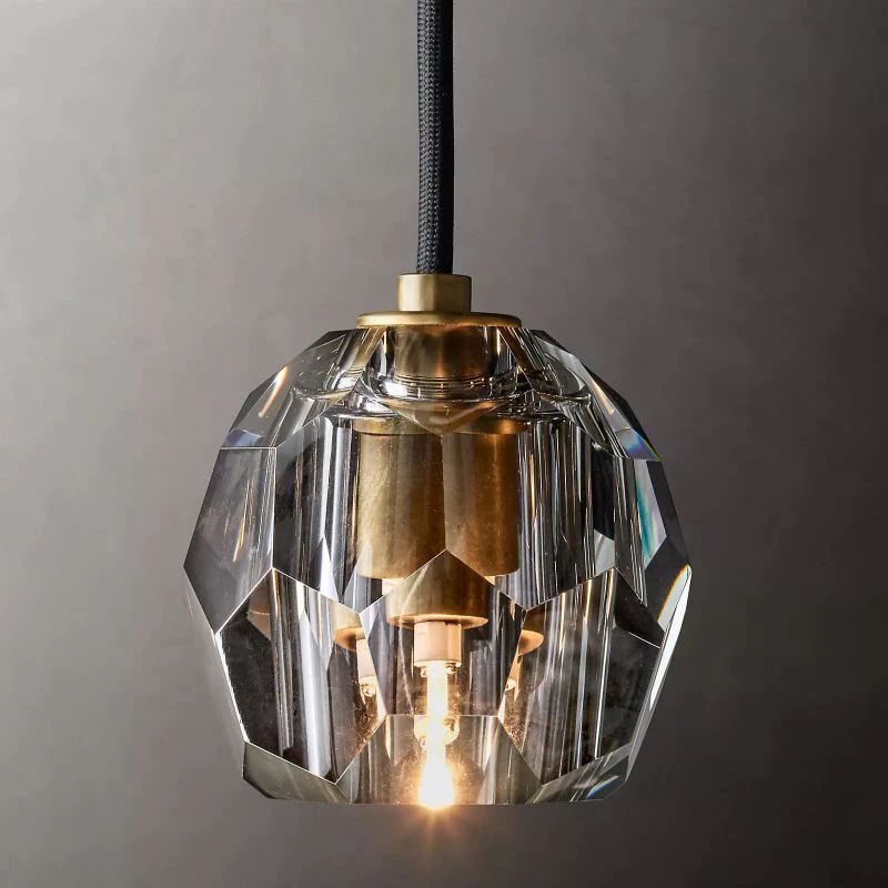 Liora — Handcrafted Crystal and Brass Pendant Light with Adjustable Design