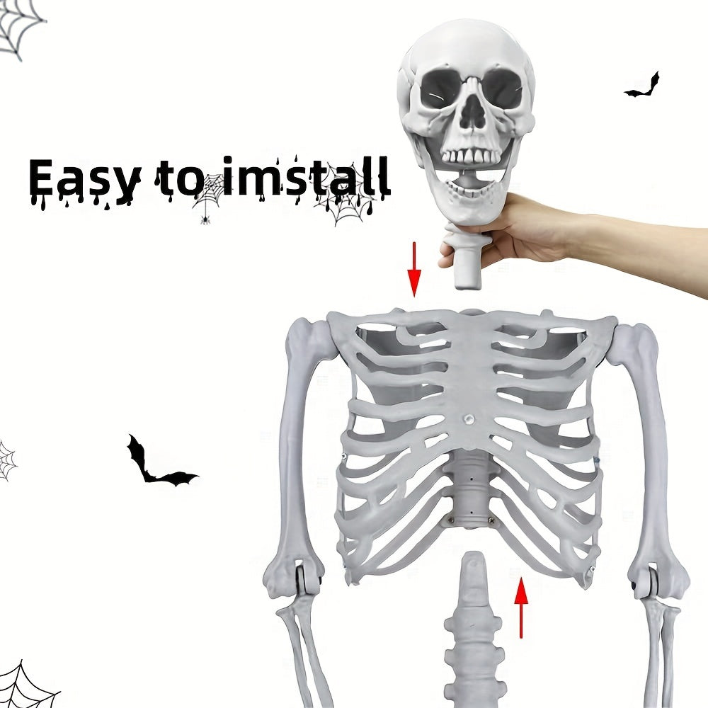 Oversized Halloween Skeleton Decoration with Poseable Joints for Haunted Houses