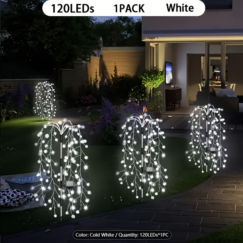 Solar-Powered Outdoor LED Willow String Lights Multicolor Glow for Halloween