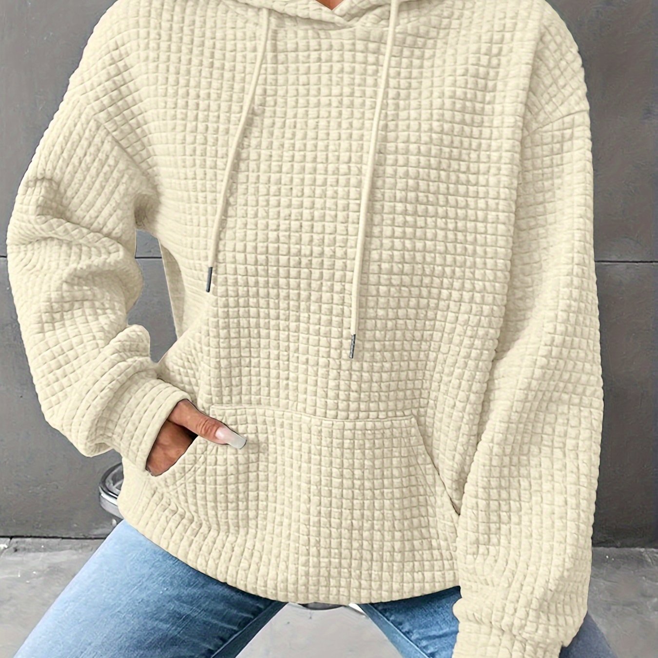 Plus Size Hoodie | Waffle Knit | Casual Comfort Wear | Polyester Blend