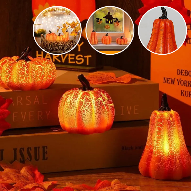 Battery-Powered Halloween Pumpkin Lanterns Set of 3 Resin Decor