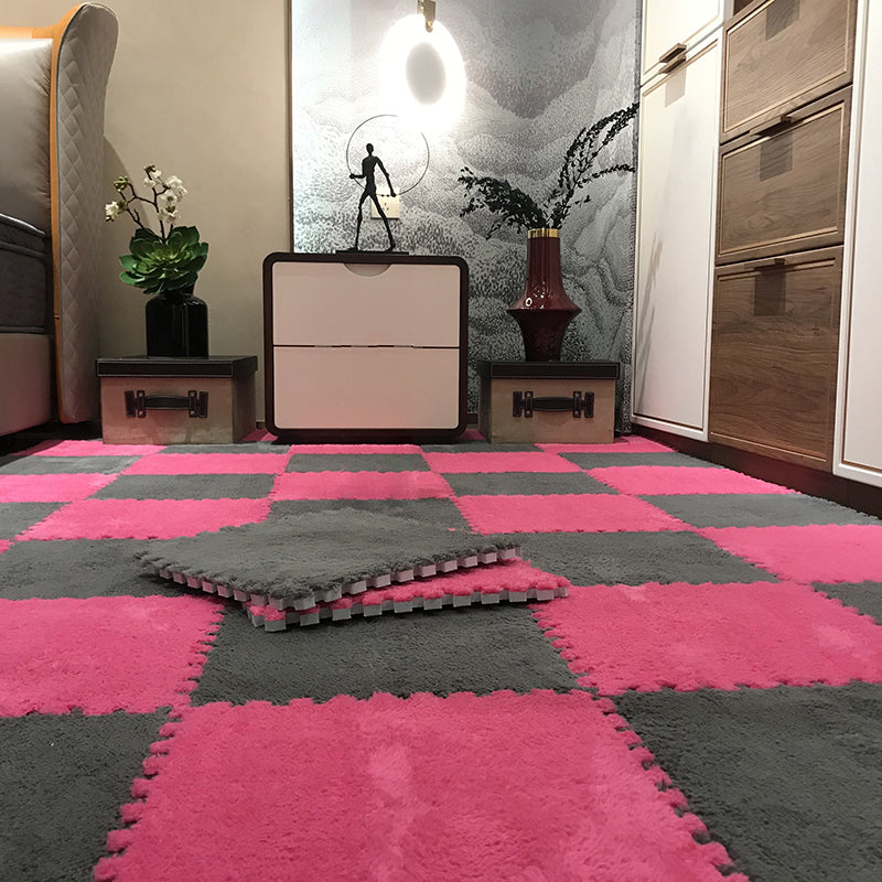 Fade Resistant Carpet Tile Solid Color Interlocking Carpet Floor Tile Blue-Pink Clearhalo 'Carpet Tiles & Carpet Squares' 'carpet_tiles_carpet_squares' 'Flooring 'Home Improvement' 'home_improvement' 'home_improvement_carpet_tiles_carpet_squares' Walls and Ceiling' 6744419