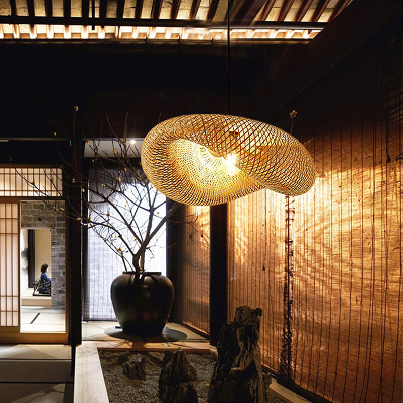 Serinara — Handwoven Bamboo Pendant Light with Warm Glow