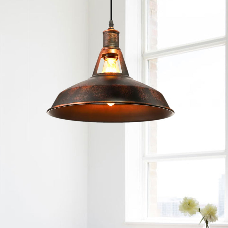 Taavita - Pendant Light with Barn Shade, 1 Bulb Style - Hanging Lamp with Adjustable Cable, 10.5"/12"/15" Width
