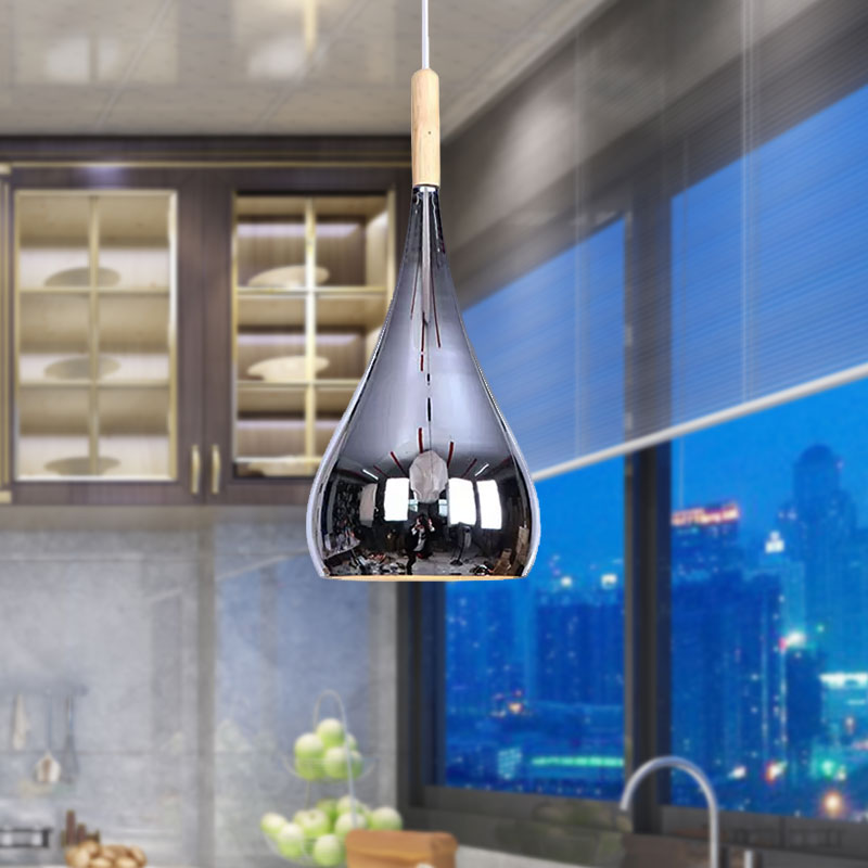 1 Bulb Teardrop Shade Hanging Light Fixture Contemporary Taavita Metal Pendant Ceiling Light for Kitchen