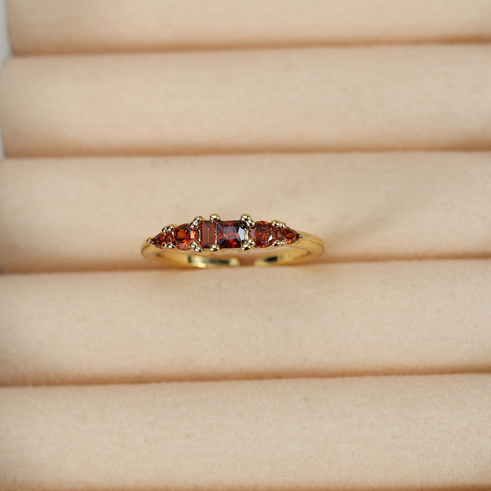 Stackable Elegance: Gold Ring Set with Dazzling Stones