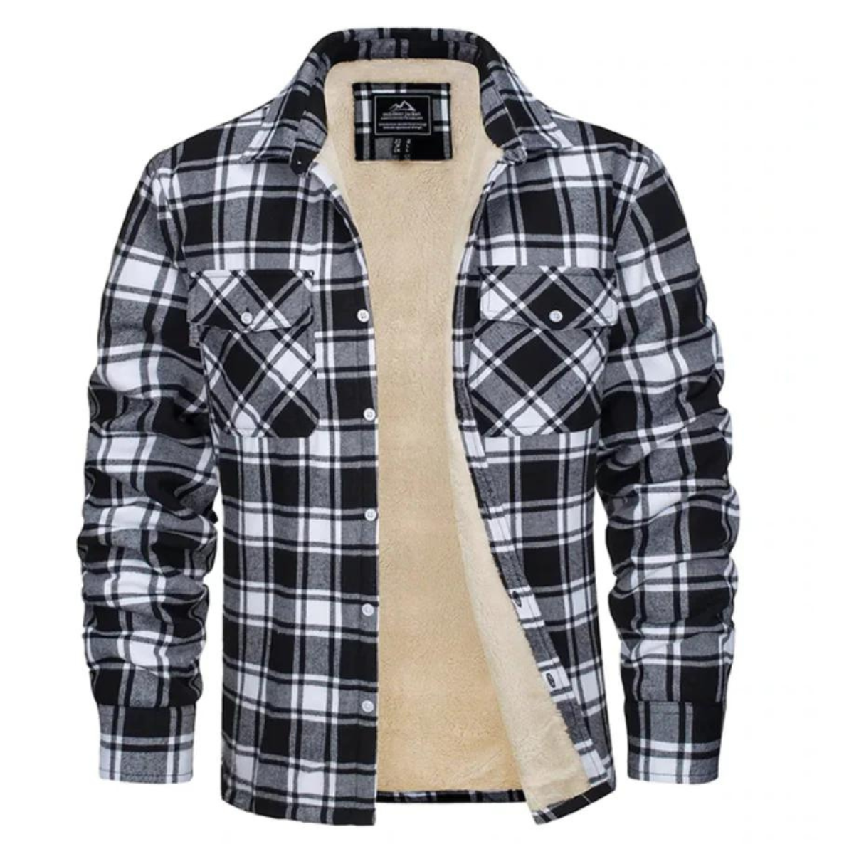 Men’s Fleece-Lined Plaid Shirt Jacket | Durable Polyester | Cozy Warmth & Casual Style