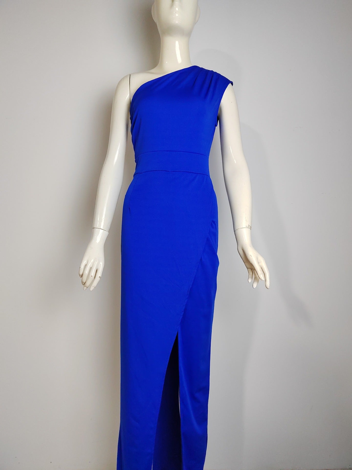 Women’s Evening Gown | One-Shoulder Asymmetric Collar | Cotton & Polyester Blend | Figure-Flattering Design