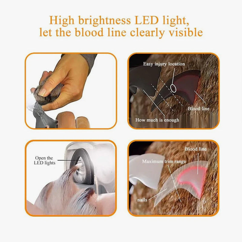 LED Light Pet Nail Clippers – Stainless Steel Blade, Replaceable