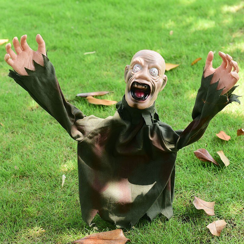 Sound-Activated Swinging Ghost Halloween Decoration with LED Eyes