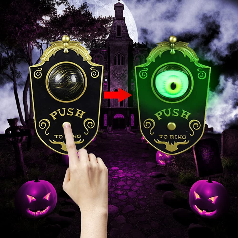 Halloween Animated Demon Doorbell with Glowing Eyes and Sound Effects