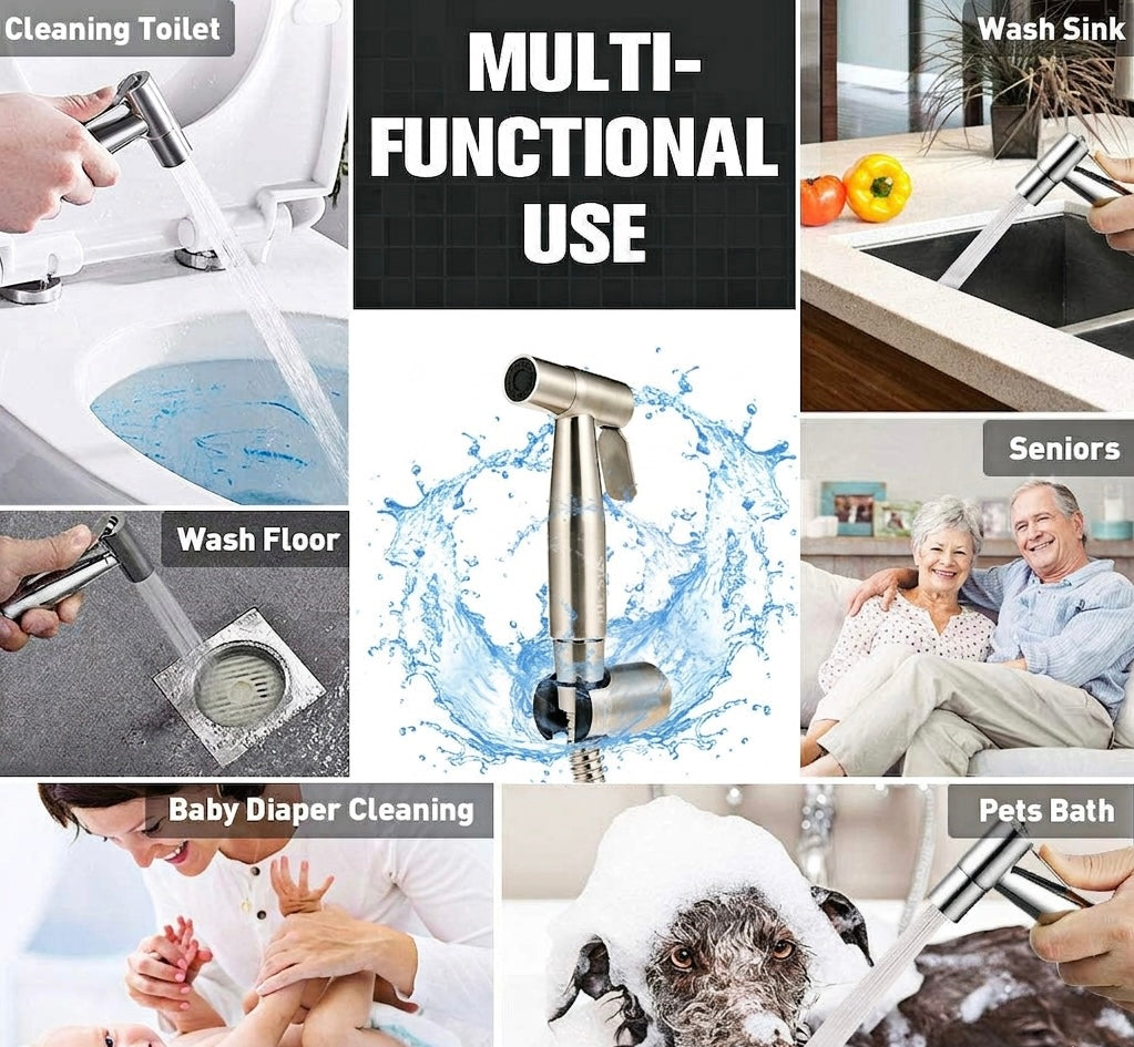 Wall-Mounted Handheld Bidet Sprayer with 1.5m Hose - Single Hole Setup