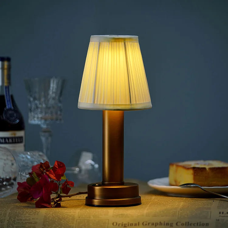 LuxeBeam Wireless Brass Table Lamp with Downlight Feature