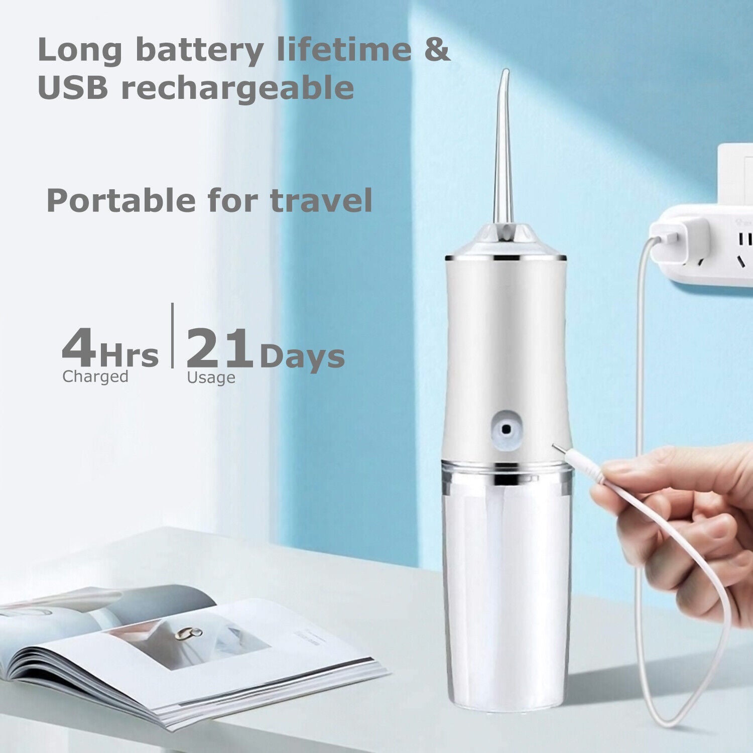 Compact Water Flosser for Oral Hygiene on the Go