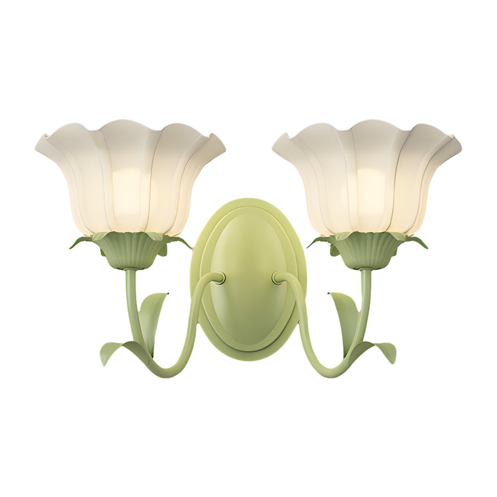 1/2 Head Green Glass Three Step Dimming Modern Wall Lights Flowers Indoor