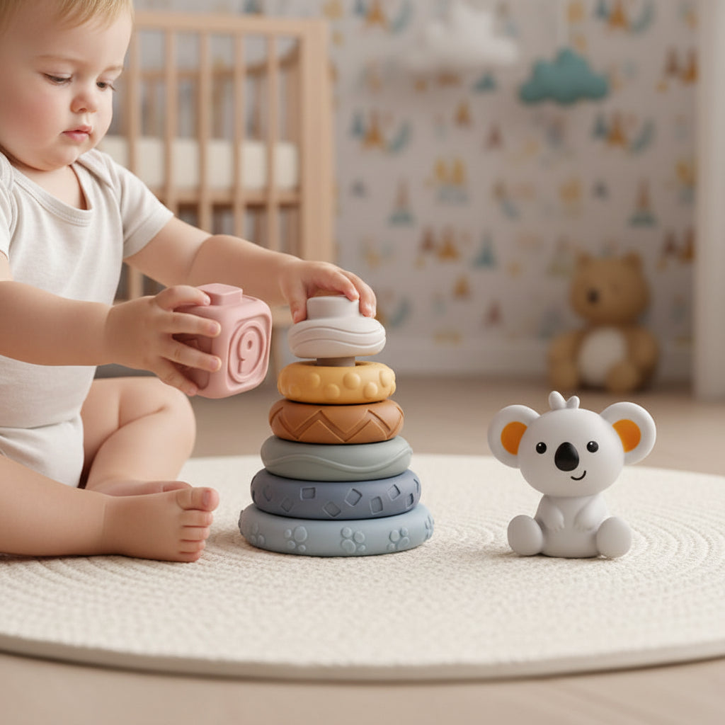 Colorful Stacking and Teething Cubes for Infants