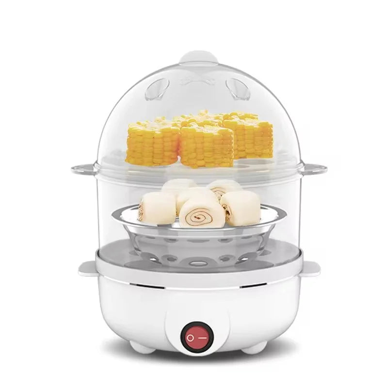 Electric Egg Steamer with Dual Layers and Multiple Functions