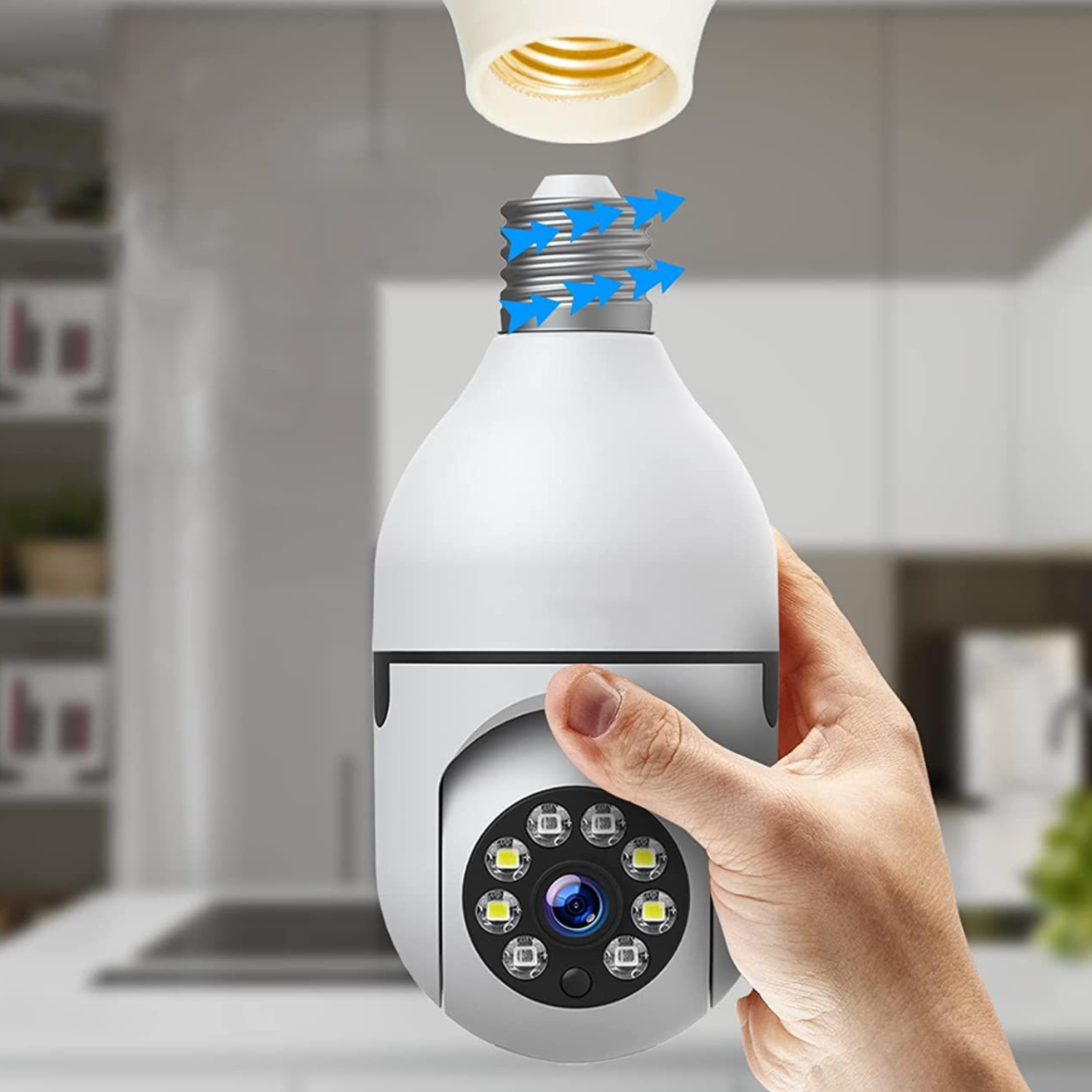 Smart HD Security Camera with Wireless Light Bulb for Indoor/Outdoor Use