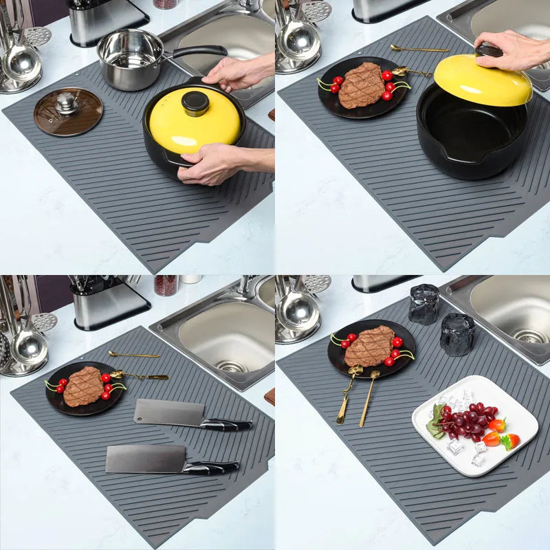 Dish Drying Mat for Countertops - Silicone Kitchen Accessory