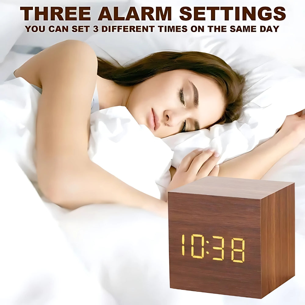 AuraCube – Sleek LED Alarm Clock for Modern Living