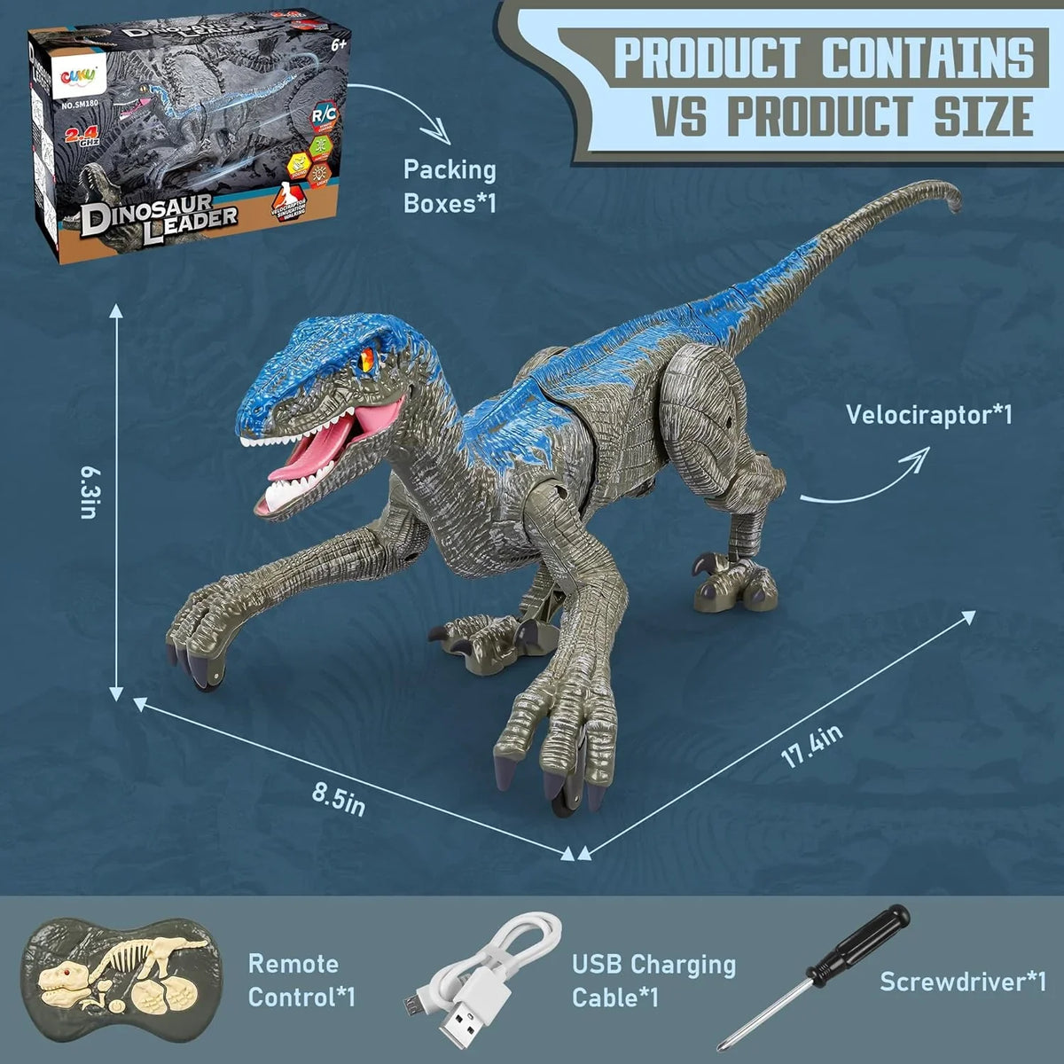Remote-Controlled Raptor Robot with Sound & Light Effects