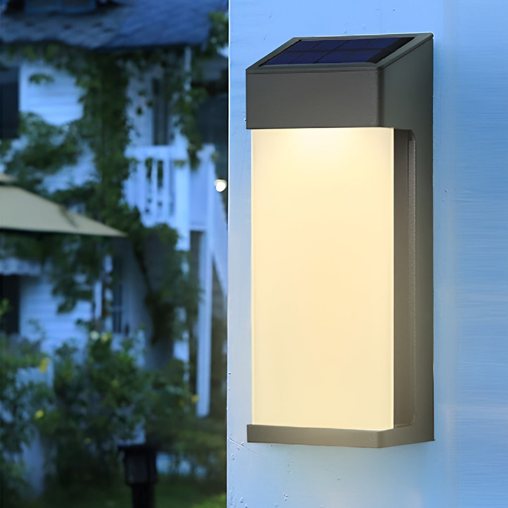 2 Pcs Waterproof Outdoor Solar LED Light-Controlled Rectangular Sconce Lighting