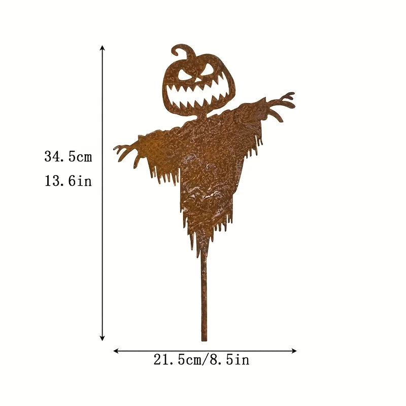 Scarecrow Halloween Decoration with Rustic Scary Pumpkin Design