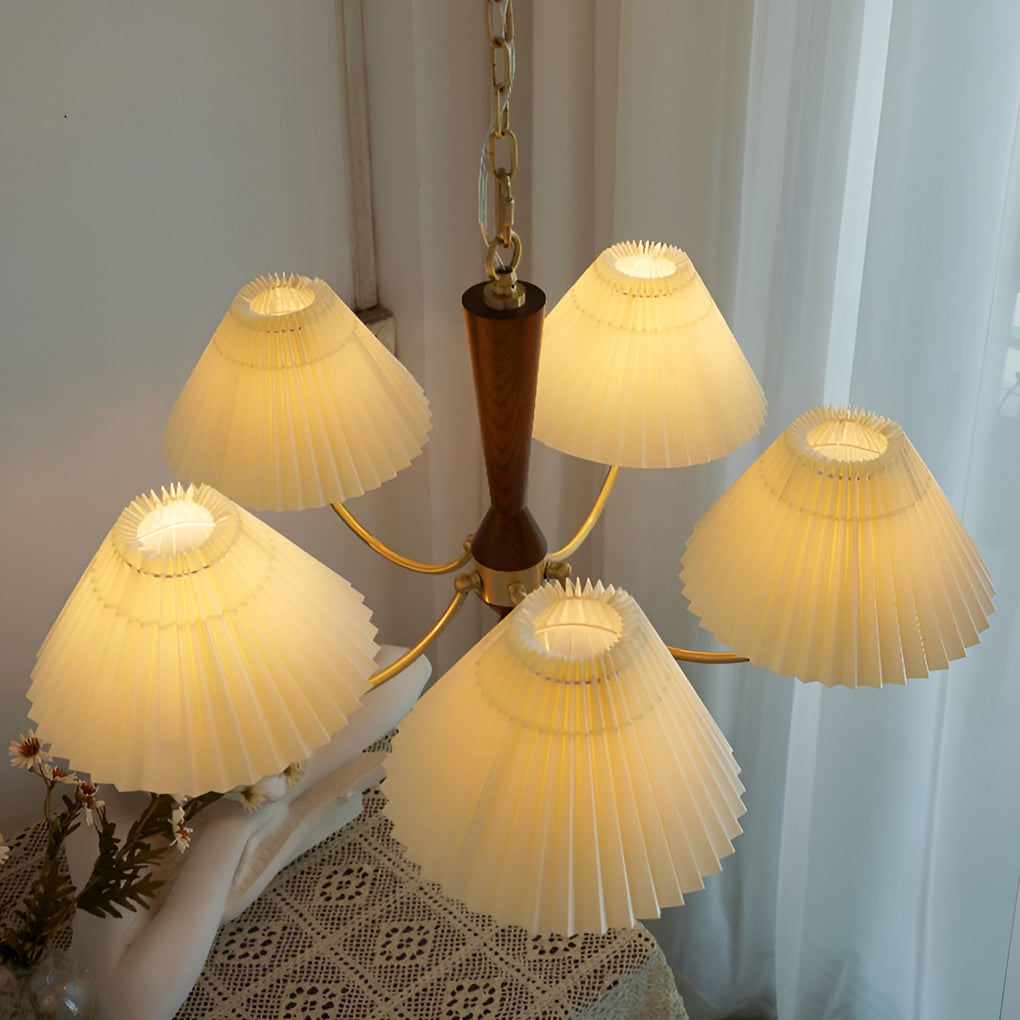 12W LED Taavita Chandelier Pendant Light with 3 Lights Pleated Lampshade