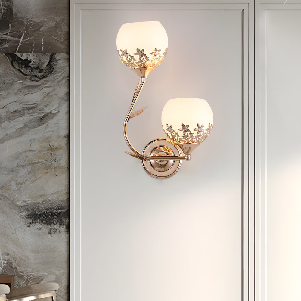 2-Light LED Glass Flower Wall Sconces - Simple European Style Lighting