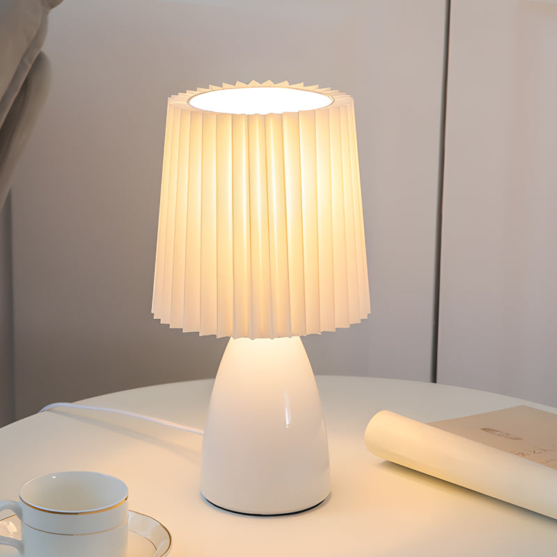 12 inch Dimmable Pleated-Shade Glass Table Lamp
