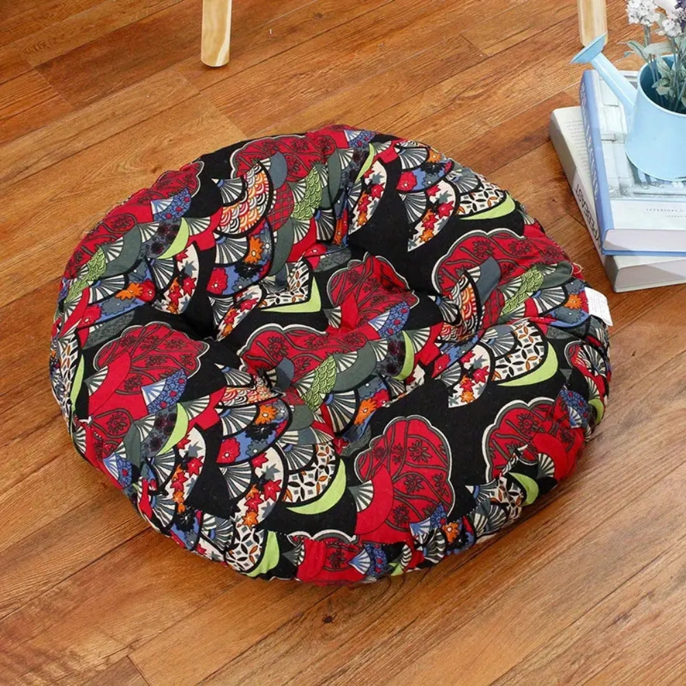 Vibrant Harmony – Round Cotton Floor Cushion