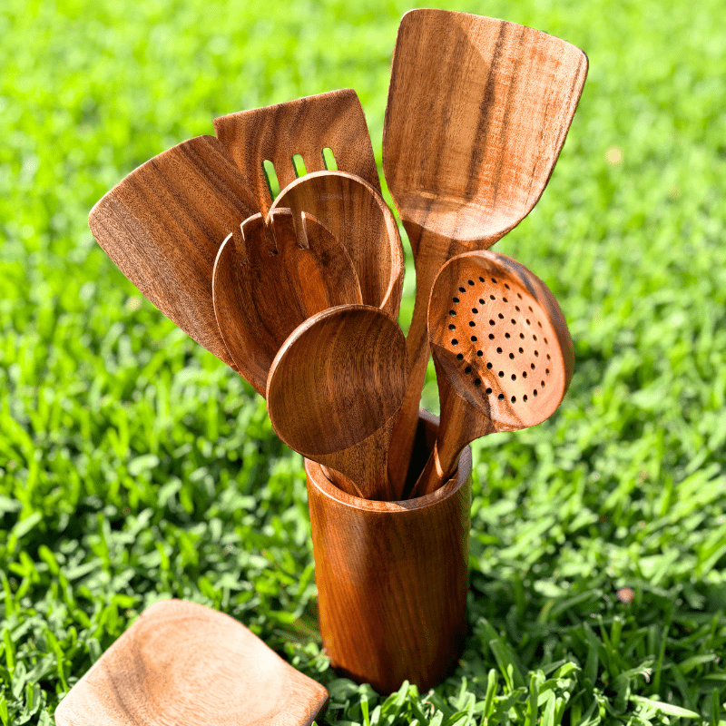 Eco-Friendly Teak Kitchen Utensil Set for Everyday Cooking