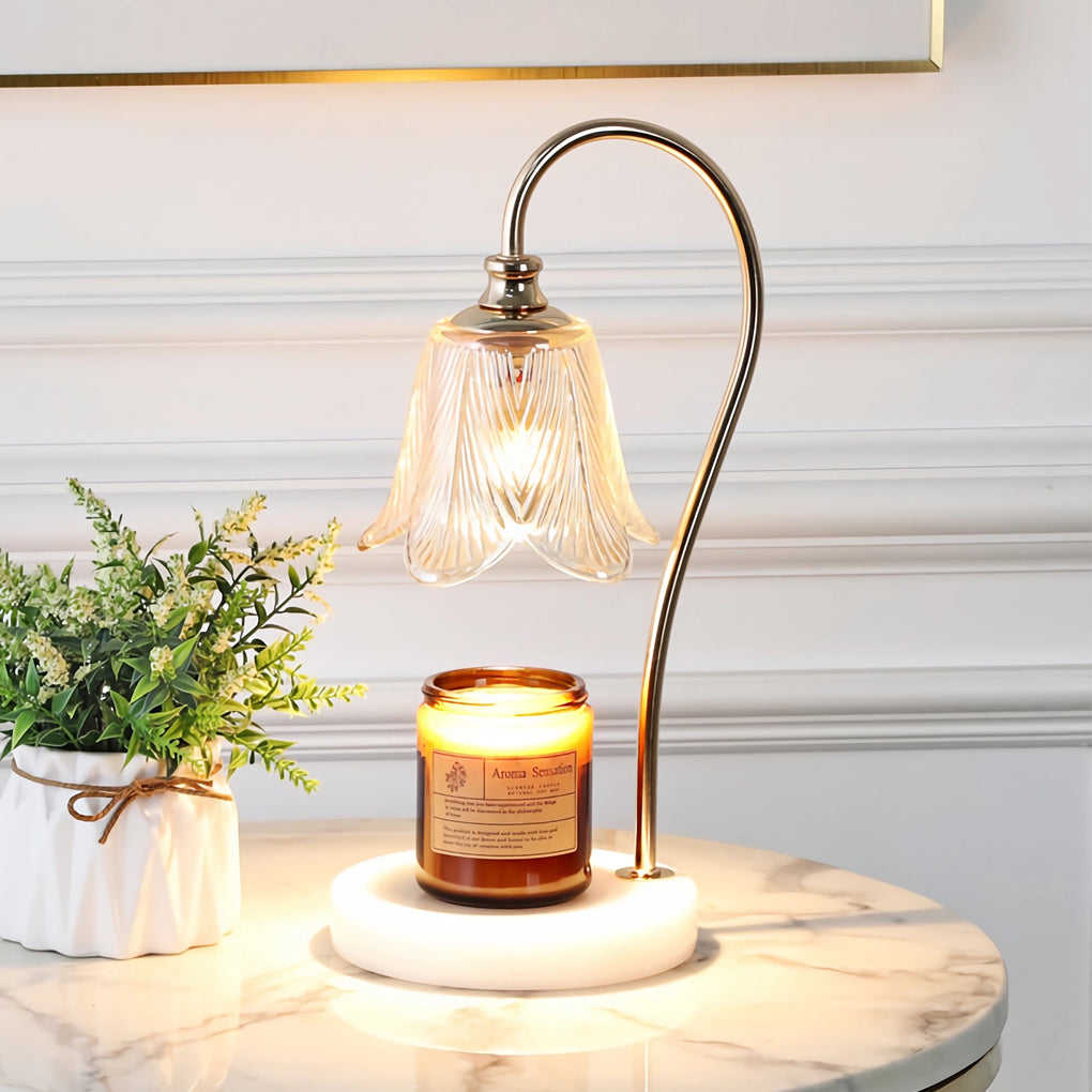 Taavita 1-Light Cup-Holder Desk Lamp with Floral Glass Shade
