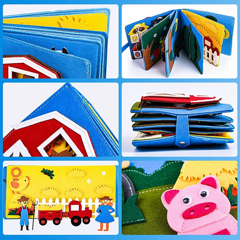 Farmyard Adventures Felt Storybook for Infants with Animals and Fruit
