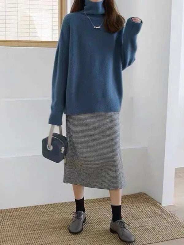 Women’s Oversized Knit Turtleneck Sweater | Relaxed Fit & Ribbed Details | High-Quality Fabric Blend | Comfortable Everyday Wear