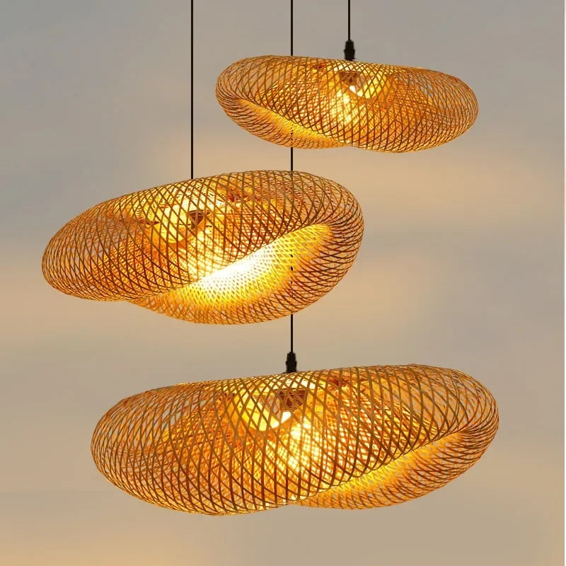 Liora — Handcrafted Bamboo Pendant Light with Rattan Shade
