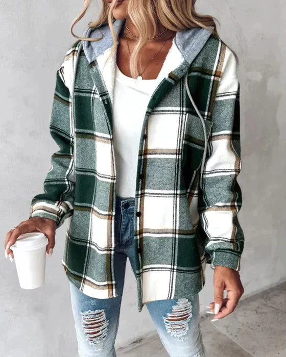 Women's Hooded Jacket | Traditional Check Pattern | Soft Terylene Fabric | Autumn and Winter Wear