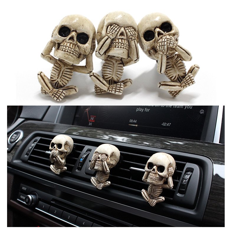 Halloween Skull Air Freshener Set with Floral Scented Resin Sculptures