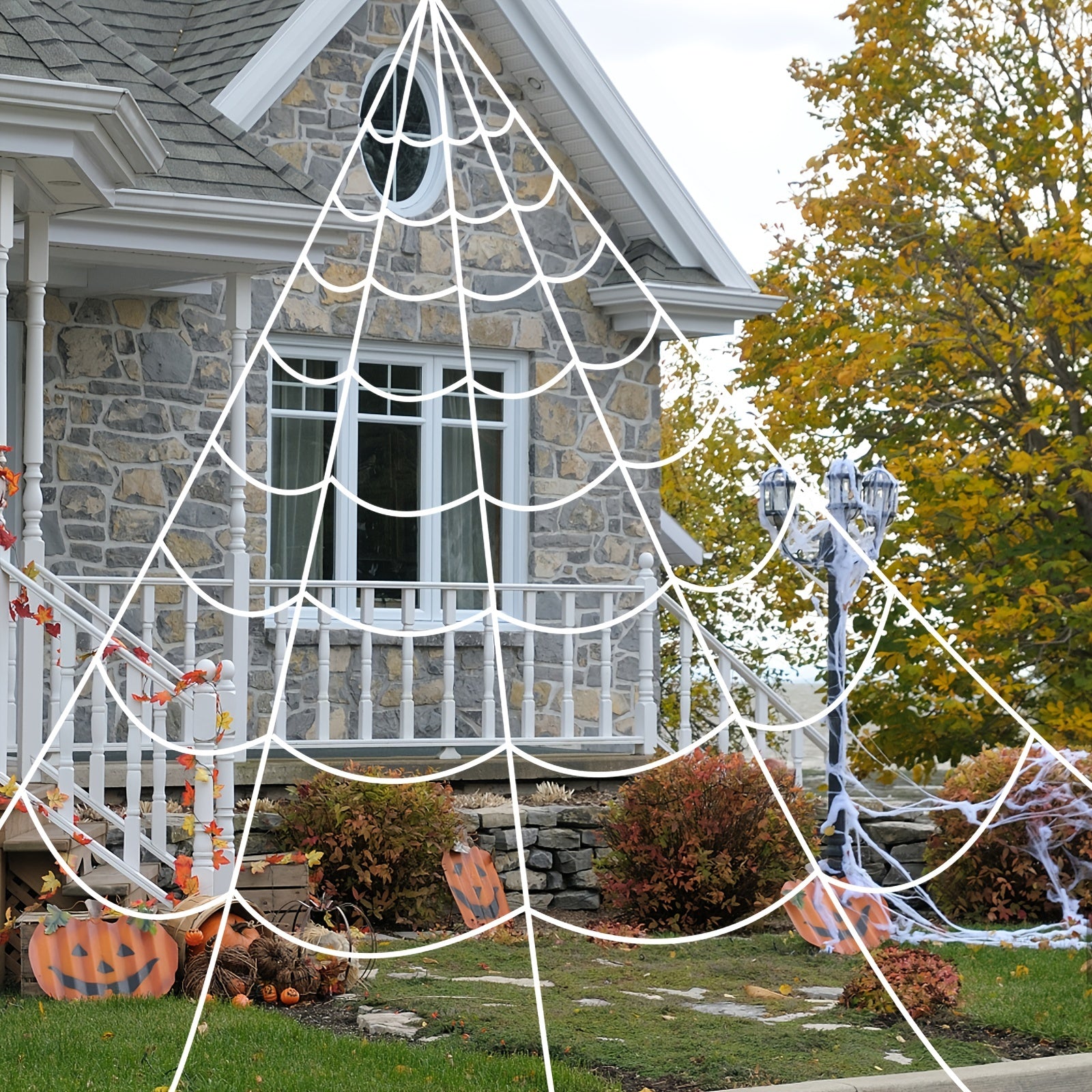 Large Outdoor Halloween Spider Web Decoration Durable Weather-Resistant Fabric