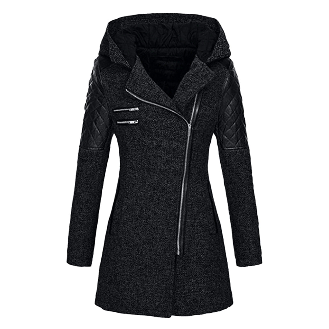 Women’s Long Winter Coat | Wool-Blend with Quilted Sleeves | Windproof & Durable | Comfortable Fit