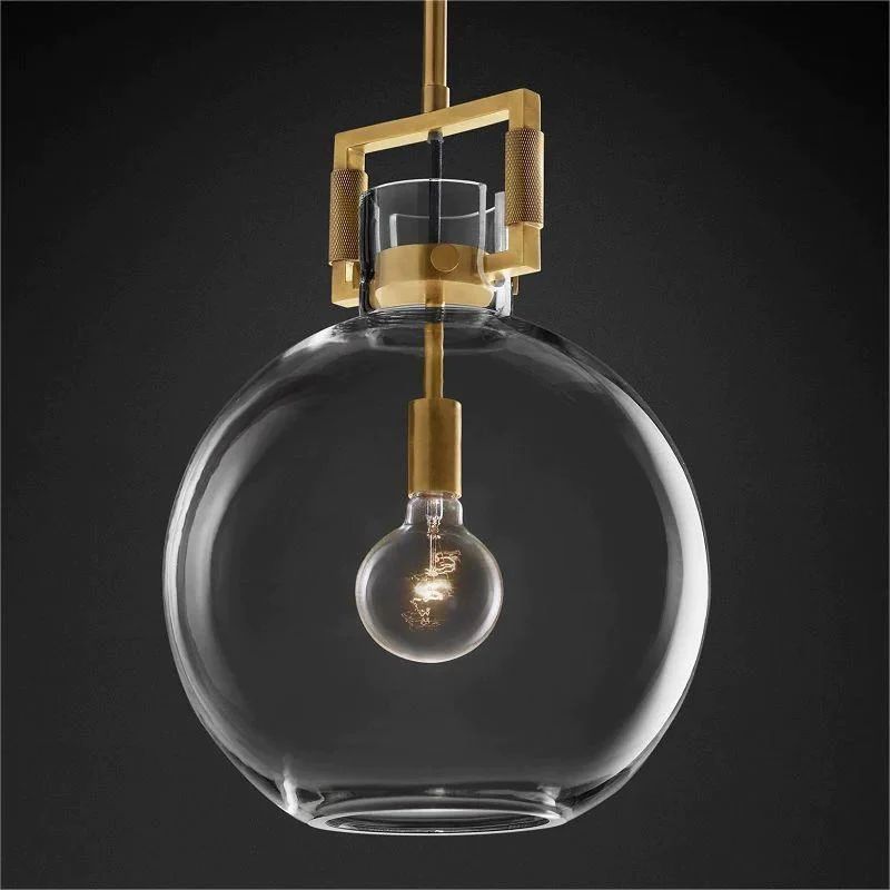 Munda Globe Pendant — Glass and Copper Kitchen Island Light Fixture