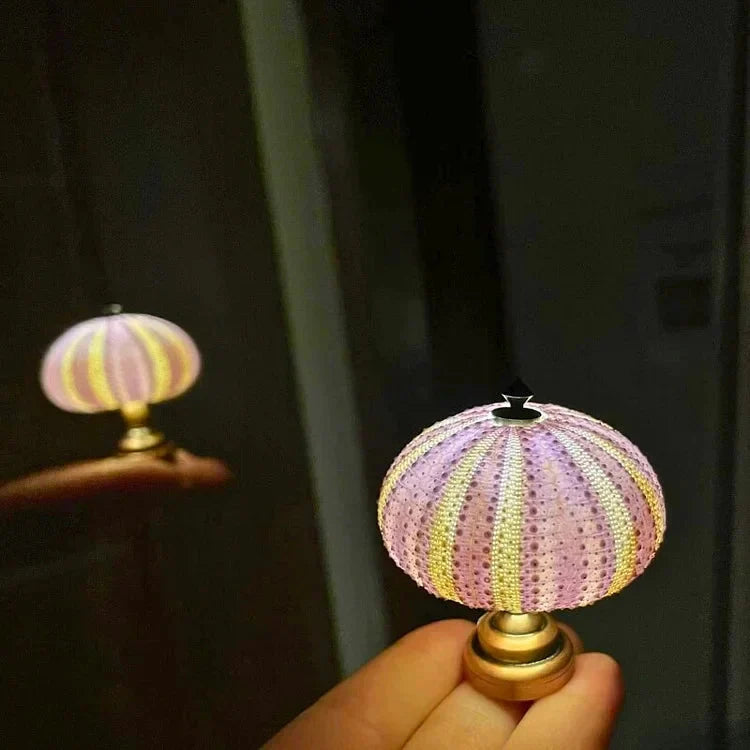 DIY Night Light | Sea Urchin Design | Natural Shell & Gold-Plated Base | Ambient Lighting