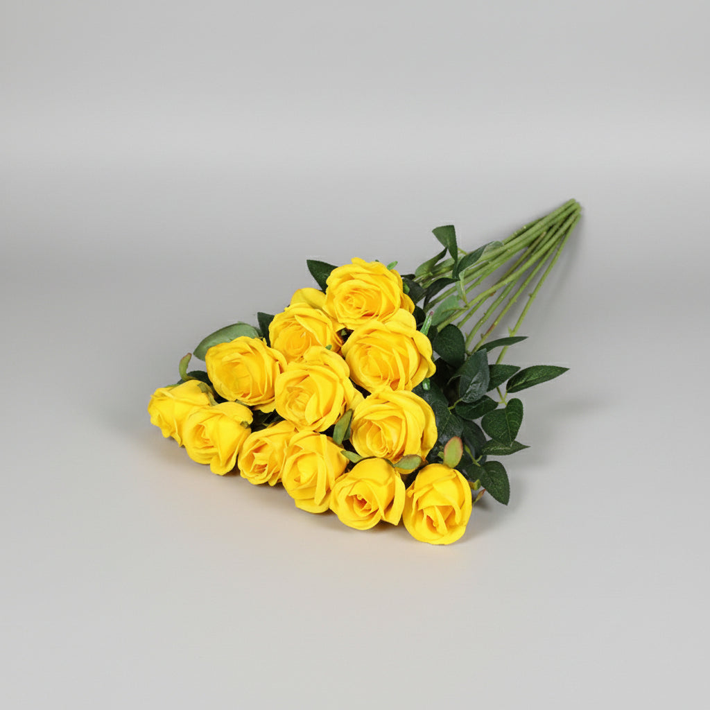 Vibrant Red Faux Rose Bouquet for Timeless Home Elegance