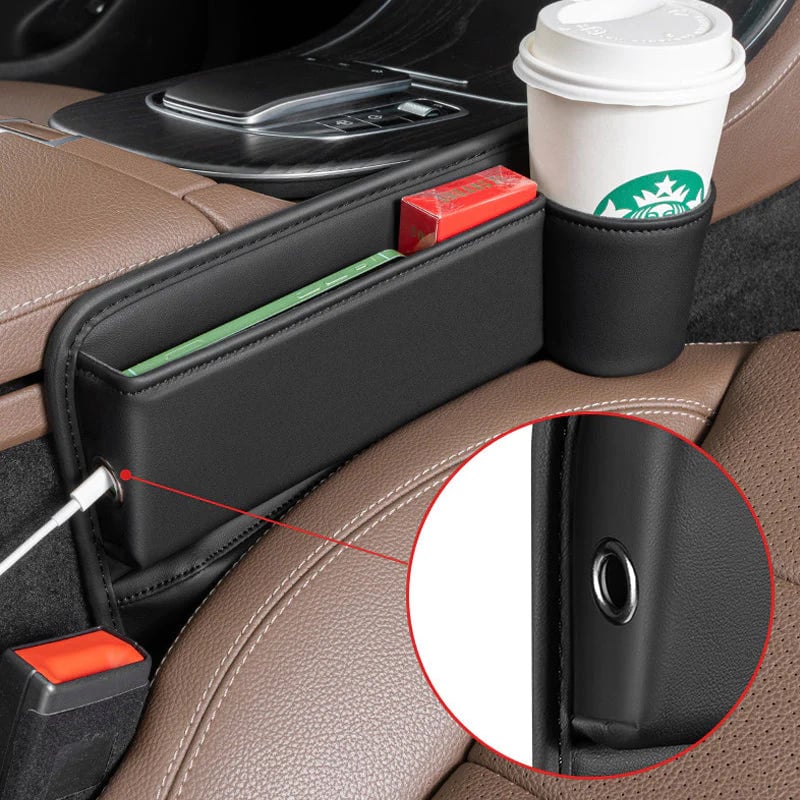 Seat Gap Organizer for Cars with Integrated Cup Holder