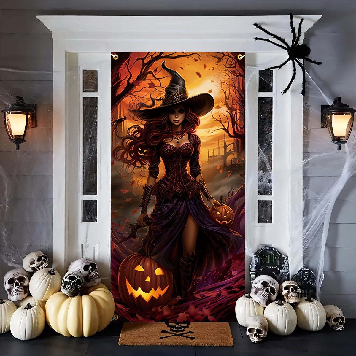 Halloween Witch Door Banner Polyester Indoor Outdoor Decoration