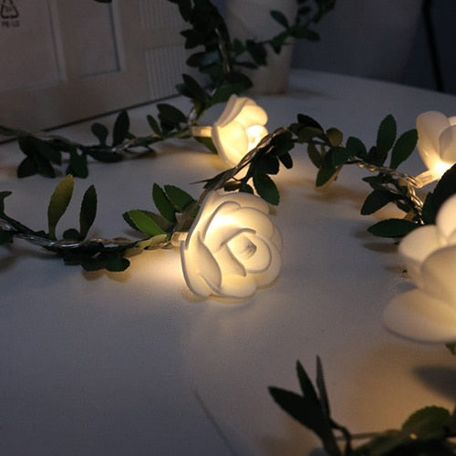 Rose Flower Battery LED String Lights Warm White 5/10/20 Feet 10-40 LEDs Romantic Indoor Outdoor Wedding Party Decor