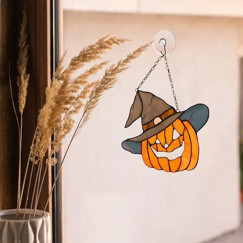 Halloween Hanging Pumpkin Ornament with Glowing Light and Hat Design