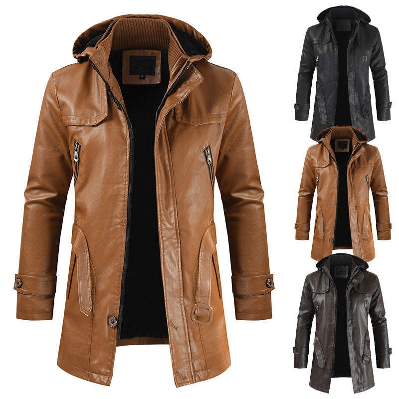 Chic Leather Winter Coat with Stylish Double Collar